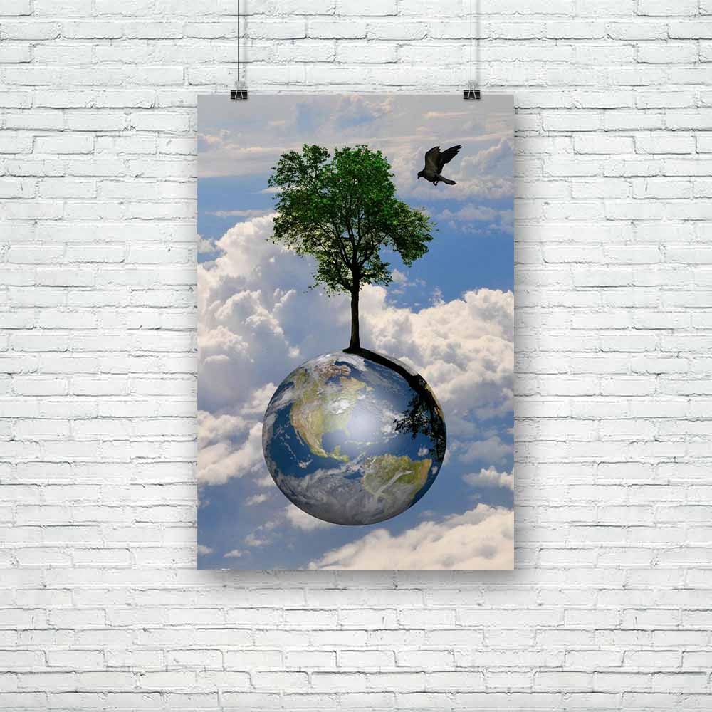 Earth Globe & Lonely Tree With Little Bird Unframed Paper Poster-Paper Posters Unframed-POS_UN-IC 5000550 IC 5000550, Astronomy, Automobiles, Birds, Black and White, Business, Cosmology, Illustrations, Landscapes, Maps, Mountains, Nature, Scenic, Seasons, Signs, Signs and Symbols, Space, Transportation, Travel, Vehicles, White, earth, globe, lonely, tree, with, little, bird, unframed, paper, poster, autumn, backgrounds, beach, beauty, birth, blue, care, cloud, color, concept, designs, elements, environment,