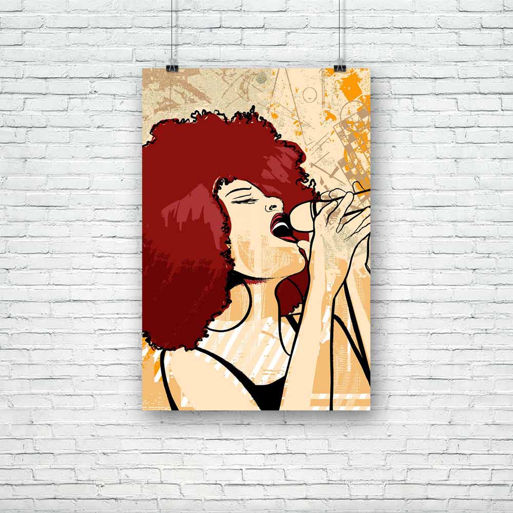 Afro American Jazz Singer Unframed Paper Poster - Paper Posters Unframed - ArtzFolio.com