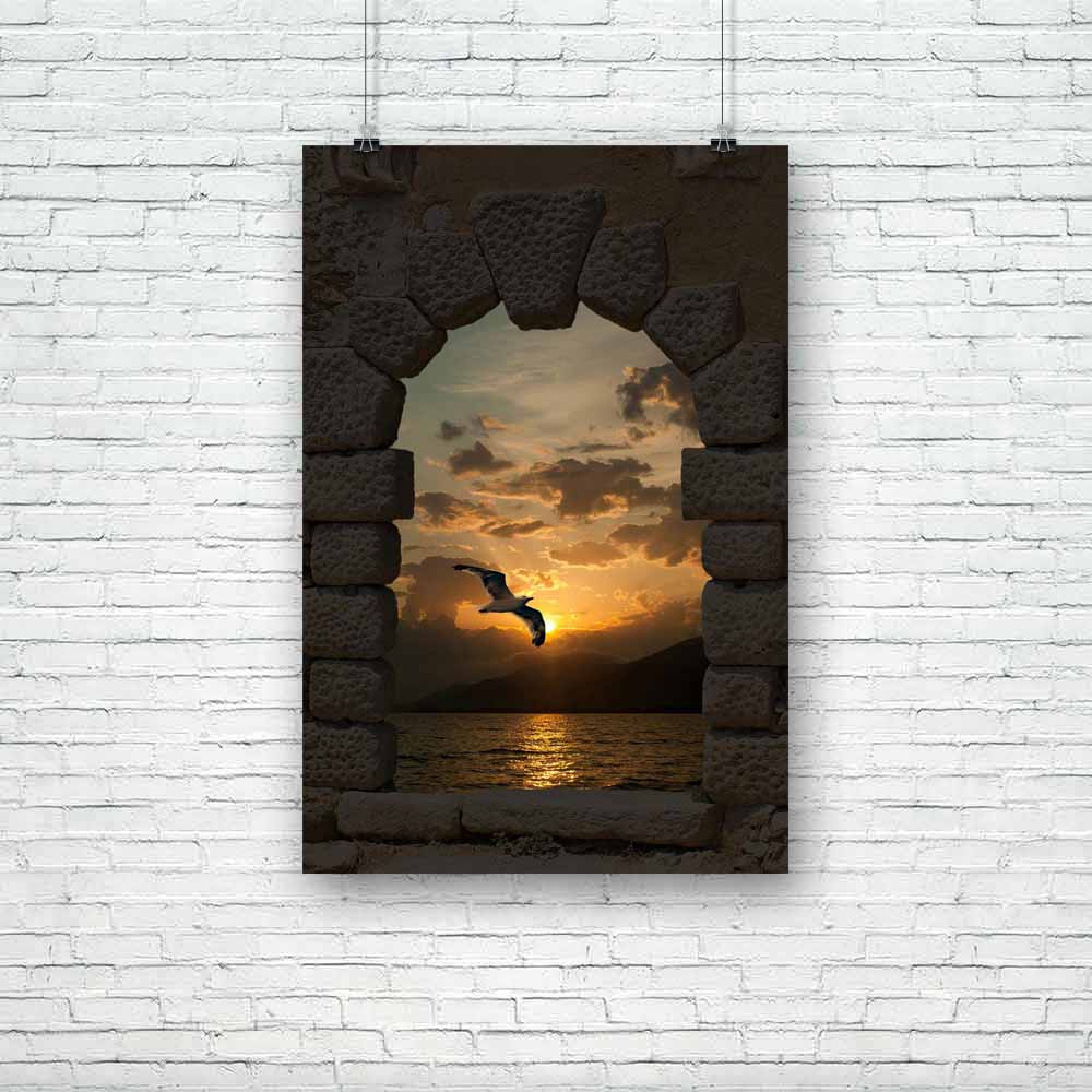 Sunset & Seagull Unframed Paper Poster-Paper Posters Unframed-POS_UN-IC 5000560 IC 5000560, Ancient, Architecture, Black, Black and White, Gothic, Greek, Marble and Stone, Medieval, Sunsets, Vintage, Metallic, sunset, seagull, unframed, paper, poster, aegean, ages, byzantine, castle, classic, cloud, concrete, dark, downstairs, greece, impale, interior, iron, middle, pale, passage, prince, prison, residence, sea, secret, shade, stones, style, stylish, summer, sun, tunnel, upstairs, wall, window, zakynthos, z