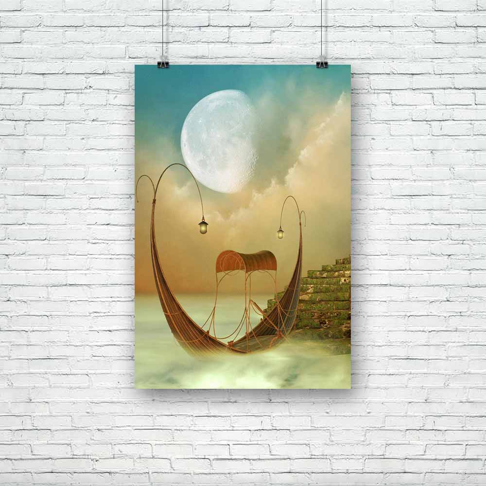 Fantasy Landscape With Boat Unframed Paper Poster-Paper Posters Unframed-POS_UN-IC 5000567 IC 5000567, Art and Paintings, Baby, Boats, Children, Digital, Digital Art, Fantasy, Graphic, Kids, Landscapes, Nature, Nautical, Scenic, landscape, with, boat, unframed, paper, poster, amazing, art, backdrops, background, beautiful, cloud, clouds, door, dreams, dreamy, exploration, fae, fairy, fairytale, fantastic, lamp, lighting, magic, manipulation, mist, misty, moon, moss, ocean, outdoor, peaceful, scenario, scene