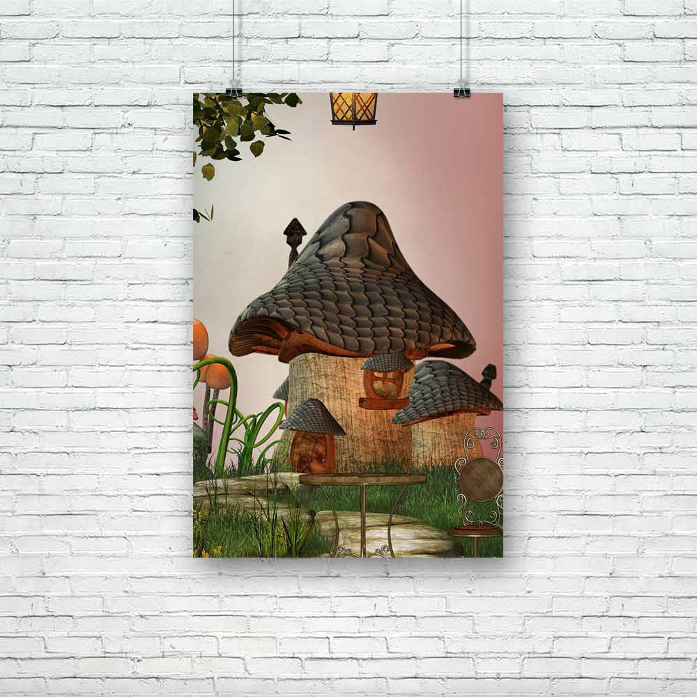 Mushroom House Unframed Paper Poster-Paper Posters Unframed-POS_UN-IC 5000617 IC 5000617, Digital, Digital Art, Fantasy, Graphic, Landscapes, Music, Music and Dance, Music and Musical Instruments, Nature, Scenic, Stars, mushroom, house, unframed, paper, poster, fairy, tales, fairytale, tale, garden, fairies, moon, backdrops, background, beautiful, bright, chair, cloud, colorful, dream, dreamy, exploration, fae, fall, fantastic, grass, lamp, landscape, lighting, magic, manipulation, mist, misty, moss, mushro