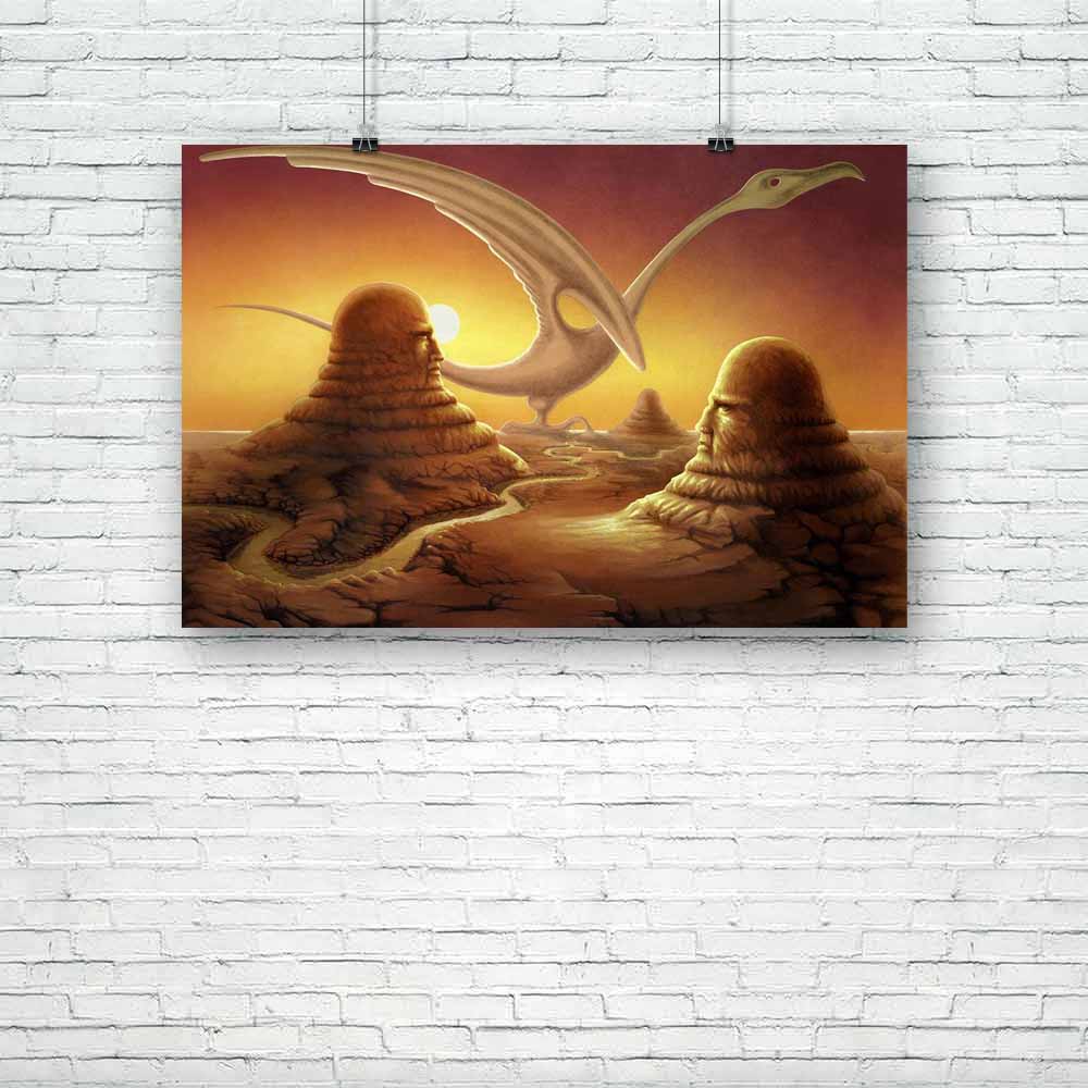 Stone Sculptures In A Desert Unframed Paper Poster-Paper Posters Unframed-POS_UN-IC 5000620 IC 5000620, Art and Paintings, Birds, Drawing, Fantasy, Gouache, Landscapes, Marble and Stone, Paintings, Realism, Scenic, Sunsets, Surrealism, stone, sculptures, in, a, desert, unframed, paper, poster, surreal, painting, oil, alien, arid, attitude, awe, bird, bizarre, color, image, countryside, craft, descriptive, dreams, dry, imagination, landscape, majestic, multi, colored, pastel, painted, phantasy, photograph, p