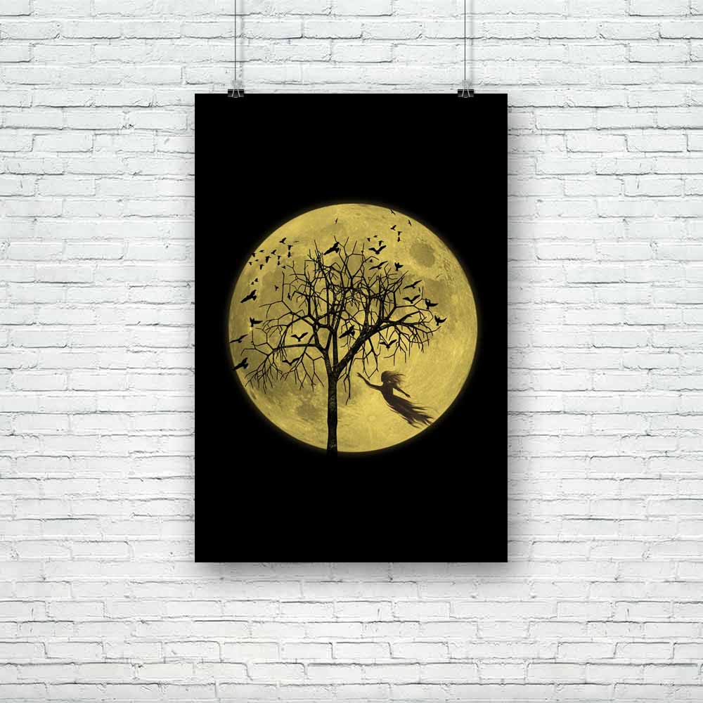 Moon & Ghost Unframed Paper Poster-Paper Posters Unframed-POS_UN-IC 5000622 IC 5000622, Black, Black and White, Cross, Fantasy, Holidays, Icons, Marble and Stone, Mountains, Nature, Scenic, Signs, Signs and Symbols, Symbols, White, moon, ghost, unframed, paper, poster, abode, apparition, background, bats, beautiful, blue, cat, cemetery, colorful, creature, creepy, crypt, dark, death, design, dirt, draw, evening, evil, fog, grave, graveyard, halloween, haunted, headstone, hill, holiday, horror, light, magica