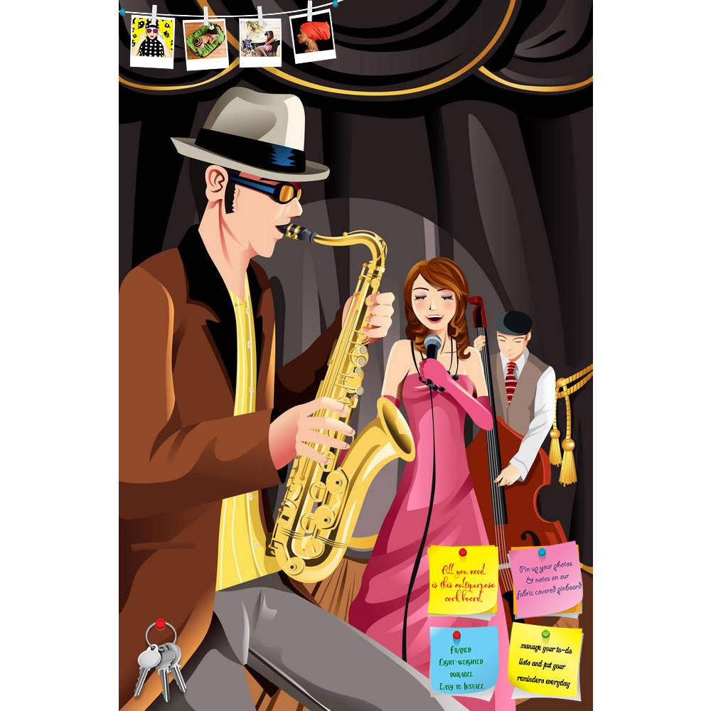 ArtzFolio Jazz Music Band Printed Bulletin Board Notice Pin Board Soft Board | Frameless-Bulletin Boards Frameless-AZSAO11121401BLB_FL_L-Image Code 5000648 Vishnu Image Folio Pvt Ltd, IC 5000648, ArtzFolio, Bulletin Boards Frameless, Music & Dance, Digital Art, jazz, music, band, printed, bulletin, board, notice, pin, soft, frameless, illustration, playing, night, club, drawing, cartoon, saxophone, singer, singing, musical, instrument, player, woman, girl, lady, man, people, concert, performing, performance
