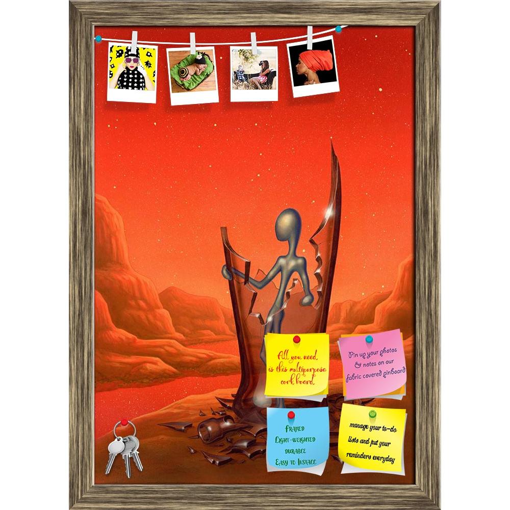 ArtzFolio Surreal Alien Figure In A Broken Glass Bottle Printed Bulletin Board Notice Pin Board Soft Board | Framed-Bulletin Boards Framed-AZSAO11174425BLB_FR_L-Image Code 5000658 Vishnu Image Folio Pvt Ltd, IC 5000658, ArtzFolio, Bulletin Boards Framed, Abstract, Surrealism, Digital Art, surreal, alien, figure, in, a, broken, glass, bottle, printed, bulletin, board, notice, pin, soft, framed, picture, painted, me, called, "decampment", it, shows, alien-like, inside, red, ambiance, pin up board, push pin bo