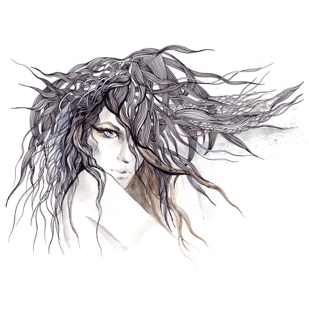 Woman With Abstract Hair Canvas Painting Synthetic Frame-Paintings MDF Framing-AFF_FR-IC 5000682 IC 5000682, Abstract Expressionism, Abstracts, Adult, Art and Paintings, Black, Black and White, Digital, Digital Art, Drawing, Fashion, Graphic, Illustrations, Love, Nature, Paintings, Patterns, People, Romance, Scenic, Semi Abstract, Signs, Signs and Symbols, White, woman, with, abstract, hair, canvas, painting, synthetic, frame, art, beautiful, beauty, concepts, contemporary, decoration, design, desire, elega