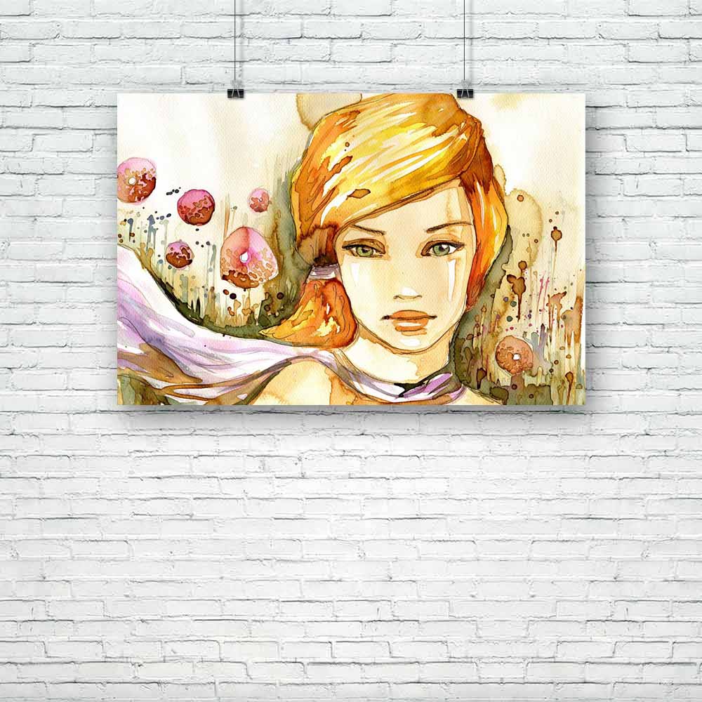 Portrait Of A Girl Unframed Paper Poster-Paper Posters Unframed-POS_UN-IC 5000688 IC 5000688, Art and Paintings, Botanical, Floral, Flowers, Holidays, Illustrations, Individuals, Nature, Paintings, Portraits, Scenic, Watercolour, portrait, of, a, girl, unframed, paper, poster, watercolor, painting, airy, alluring, beautiful, beauty, blonde, coffee, color, delicate, eyes, fabulous, face, fancy, feminine, grass, heat, holiday, illustration, lips, meadow, paint, painted, pensive, picture, pose, pretty, sad, sc
