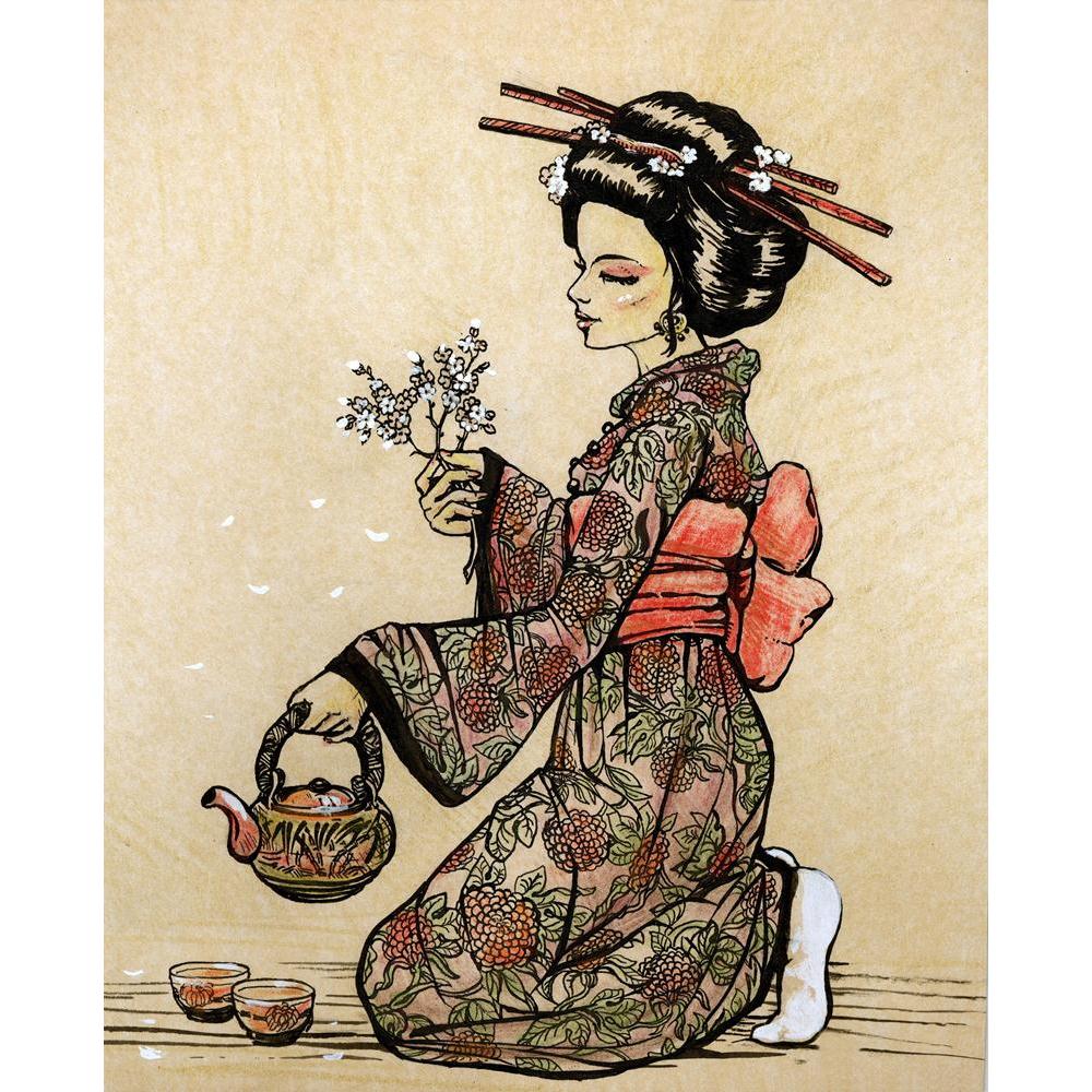 Pitaara Box Japanese Tea Ceremony Canvas Painting Synthetic Frame-Paintings MDF Framing-PBART11617100AFF_FR_L-Image Code 5000740 Vishnu Image Folio Pvt Ltd, IC 5000740, Pitaara Box, Paintings MDF Framing, Portraits, Fine Art Reprint, japanese, tea, ceremony, canvas, painting, synthetic, frame, style:, geisha, teapot, cherry, blossom, branch, hands, hand, drawn, illustration, framed canvas print, wall painting for living room with frame, canvas painting for living room, artzfolio, poster, framed canvas paint