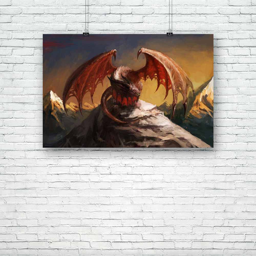 Dragon D1 Unframed Paper Poster-Paper Posters Unframed-POS_UN-IC 5000753 IC 5000753, Ancient, Animals, Art and Paintings, Drawing, Fantasy, Illustrations, Medieval, Mountains, Vintage, dragon, d1, unframed, paper, poster, dragons, art, fire, wings, monster, animal, big, breath, breathing, colorful, creature, danger, destruction, drawings, evil, fairytale, fantastic, fear, fearful, fictional, flight, illustration, imagination, large, legend, mythology, old, quick, reptile, story, strong, tales, war, warrior,