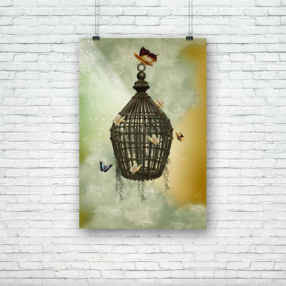 Cage With Butterflies Unframed Paper Poster-Paper Posters Unframed-POS_UN-IC 5000771 IC 5000771, Art and Paintings, Books, Digital, Digital Art, Fantasy, Graphic, Landscapes, Nature, Scenic, cage, with, butterflies, unframed, paper, poster, butterfly, fairy, manipulation, fantastic, art, backdrops, background, cloud, dreamy, fae, fairytale, landscape, magic, mist, misty, outdoor, peaceful, princess, scenario, scene, scrapbook, sky, tales, artzfolio, posters, wall posters, posters for room, posters for room 