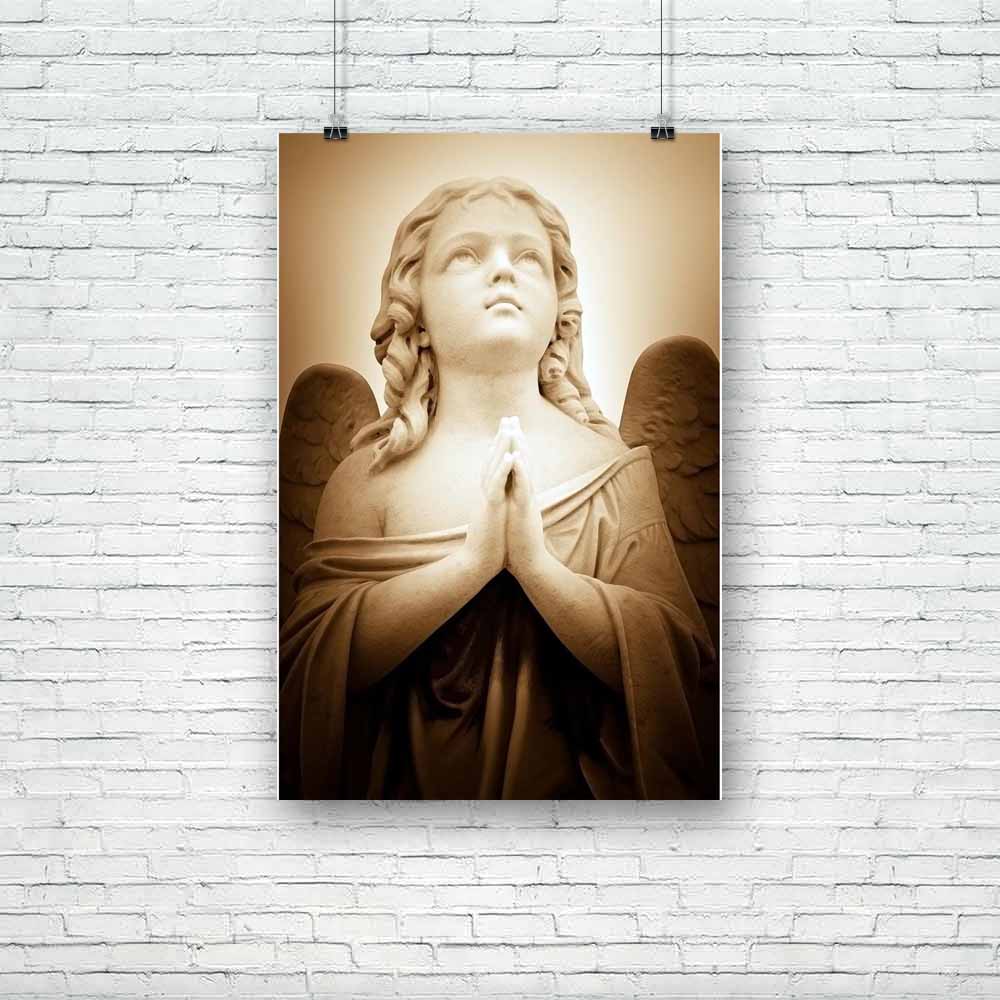 Praying Angel In Sepia Shades Unframed Paper Poster-Paper Posters Unframed-POS_UN-IC 5000788 IC 5000788, Ancient, Art and Paintings, Baby, Black and White, Children, Christianity, Gothic, Historical, Icons, Jesus, Kids, Marble, Marble and Stone, Medieval, Religion, Religious, Retro, Spiritual, Vintage, White, praying, angel, in, sepia, shades, unframed, paper, poster, guardian, statue, engel, art, artistic, beautiful, belief, boy, catholic, cemetery, child, christian, church, death, faith, funeral, grave, g