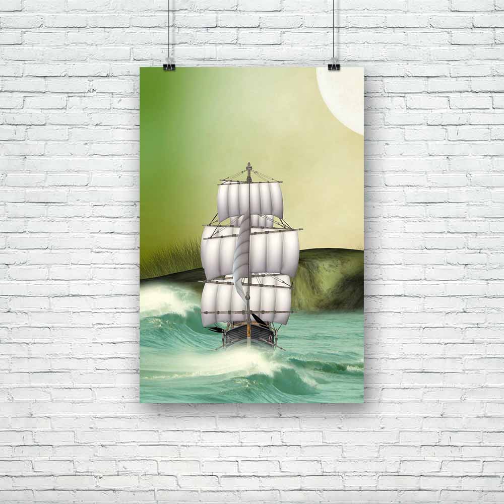 Landscape With Ship & A Big Moon Unframed Paper Poster-Paper Posters Unframed-POS_UN-IC 5000818 IC 5000818, Art and Paintings, Birds, Books, Botanical, Digital, Digital Art, Fantasy, Floral, Flowers, Graphic, Landscapes, Nature, Scenic, Wooden, landscape, with, ship, a, big, moon, unframed, paper, poster, amazing, art, backdrops, background, bird, cloud, dream, dreamy, fae, fairy, fairytale, fantastic, grass, magic, manipulation, mist, misty, outdoor, peaceful, princess, scenario, scene, scrapbook, sky, tal