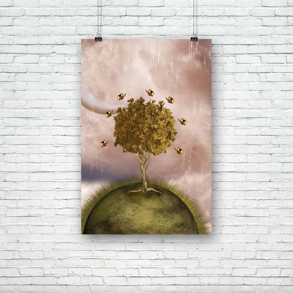 Landscape With Tree & Butterflies Unframed Paper Poster-Paper Posters Unframed-POS_UN-IC 5000822 IC 5000822, Art and Paintings, Botanical, Digital, Digital Art, Fantasy, Floral, Flowers, Graphic, Landscapes, Nature, Scenic, Wooden, landscape, with, tree, butterflies, unframed, paper, poster, fairy, tales, amazing, art, backdrops, background, branches, cloud, dream, dreamy, fae, fairytale, fantastic, grass, magic, manipulation, mist, misty, moon, outdoor, peaceful, princess, scenario, scene, sky, trunk, wood