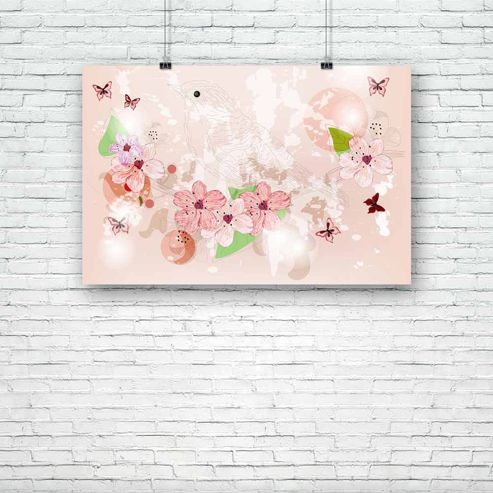 Spring Scene Unframed Paper Poster-Paper Posters Unframed-POS_UN-IC 5000881 IC 5000881, Ancient, Art and Paintings, Birds, Botanical, Digital, Digital Art, Floral, Flowers, Graphic, Hand Drawn, Historical, Illustrations, Landscapes, Medieval, Nature, Patterns, Retro, Scenic, Signs, Signs and Symbols, Vintage, Watercolour, Wedding, spring, scene, unframed, paper, poster, hand, drawn, flower, butterflies, butterfly, apple, art, artistic, artwork, bird, blooming, blossom, branch, cherry, blossoms, design, grun