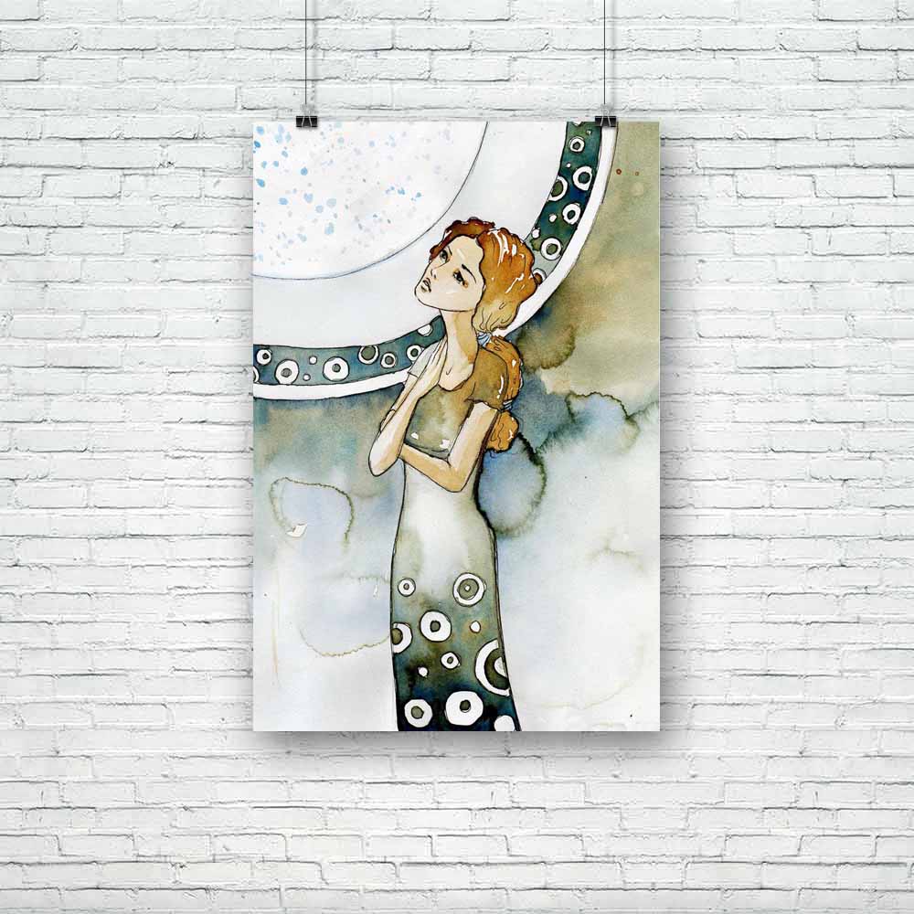 Girl Portrait D3 Unframed Paper Poster-Paper Posters Unframed-POS_UN-IC 5000915 IC 5000915, Abstract Expressionism, Abstracts, Art and Paintings, Art Nouveau, Decorative, Illustrations, Individuals, Love, Paintings, Patterns, Portraits, Romance, Semi Abstract, Watercolour, girl, portrait, d3, unframed, paper, poster, watercolor, painting, abstract, alluring, art, nouveau, background, beautiful, calm, centered, character, emotional, gazing, graceful, illustration, man, melancholy, original, ornament, ornamen