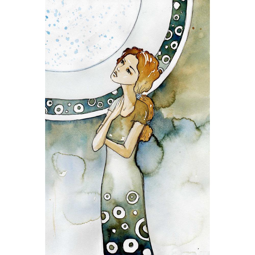 Beautiful Romantic & Pensive Girl Canvas Painting Synthetic Frame-Paintings MDF Framing-AFF_FR-IC 5000915 IC 5000915, Abstract Expressionism, Abstracts, Art and Paintings, Art Nouveau, Decorative, Illustrations, Individuals, Love, Paintings, Patterns, Portraits, Romance, Semi Abstract, Watercolour, beautiful, romantic, pensive, girl, canvas, painting, synthetic, frame, watercolor, abstract, alluring, art, nouveau, background, calm, centered, character, emotional, gazing, graceful, illustration, man, melanch