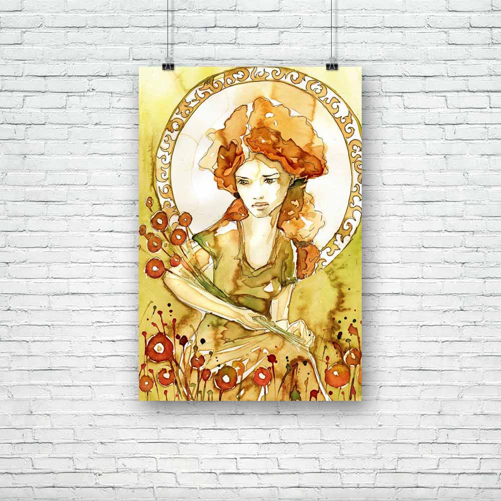 Girl Portrait D5 Unframed Paper Poster-Paper Posters Unframed-POS_UN-IC 5000917 IC 5000917, Abstract Expressionism, Abstracts, Art and Paintings, Art Nouveau, Decorative, Illustrations, Individuals, Love, Nature, Paintings, Patterns, Portraits, Romance, Scenic, Semi Abstract, Watercolour, girl, portrait, d5, unframed, paper, poster, art, nouveau, abstract, alluring, background, beautiful, calm, centered, character, emotional, gazing, graceful, illustration, melancholy, original, ornament, ornamented, paint,