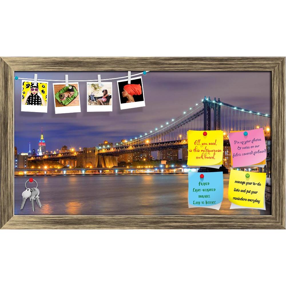 ArtzFolio Manhattan Bridge & The Empire State Building, USA Printed Bulletin Board Notice Pin Board Soft Board | Framed-Bulletin Boards Framed-AZSAO12746131BLB_FR_L-Image Code 5000943 Vishnu Image Folio Pvt Ltd, IC 5000943, ArtzFolio, Bulletin Boards Framed, Places, Photography, manhattan, bridge, the, empire, state, building, usa, printed, bulletin, board, notice, pin, soft, framed, spanning, east, river, towards, city, lights, dark, evening, new, york, downtown, landmark, view, scene, cityscape, skyscrape