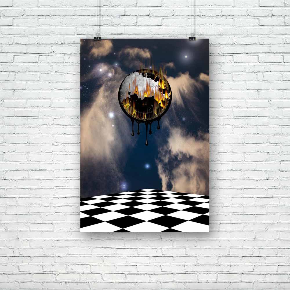 Time Melts Unframed Paper Poster-Paper Posters Unframed-POS_UN-IC 5000987 IC 5000987, Art and Paintings, Black, Black and White, Fantasy, Modern Art, Perspective, Realism, Signs, Signs and Symbols, Sports, Surrealism, White, time, melts, unframed, paper, poster, chess, dali, hallucination, acid, art, burn, clock, clockwork, clouds, daylight, design, dial, dream, element, face, fire, flow, game, hour, hours, imagination, imaginative, like, lsd, manipulation, mechanism, melt, melted, metaphor, minute, minutes
