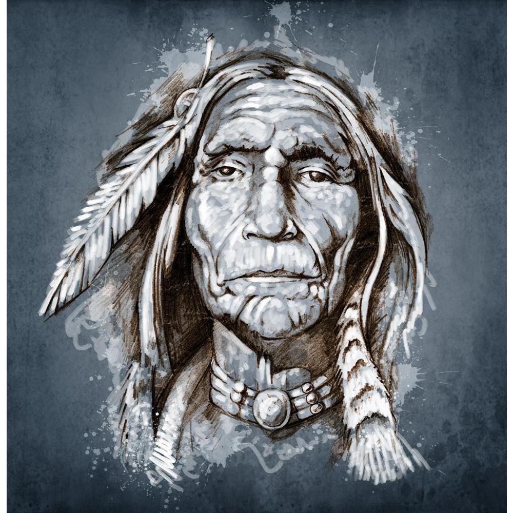 Portrait Of American Indian Head Canvas Painting Synthetic Frame-Paintings MDF Framing-AFF_FR-IC 5000996 IC 5000996, American, Ancient, Animated Cartoons, Art and Paintings, Black, Black and White, Caricature, Cartoons, Culture, Digital, Digital Art, Drawing, Ethnic, Fantasy, Graphic, Historical, Illustrations, Indian, Individuals, Medieval, Portraits, Retro, Signs, Signs and Symbols, Sketches, Traditional, Tribal, Vintage, World Culture, portrait, of, head, canvas, painting, synthetic, frame, native, chief