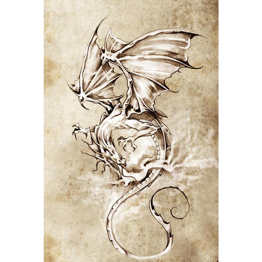 ArtzFolio Tattoo Art Classic Dragon Unframed Paper Poster-Paper Posters Unframed-AZART13028283POS_UN_L-Image Code 5000997 Vishnu Image Folio Pvt Ltd, IC 5000997, ArtzFolio, Paper Posters Unframed, Abstract, Animals, Fine Art Reprint, tattoo, art, classic, dragon, unframed, paper, poster, wall, large, size, for, living, room, home, decoration, big, framed, decor, posters, pitaara, box, modern, with, frame, bedroom, amazonbasics, door, drawing, small, decorative, office, reception, multiple, friends, images, 