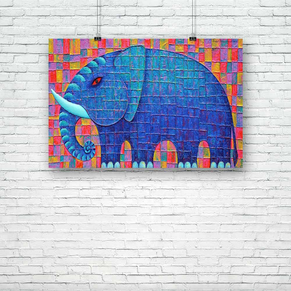 Blue Elephant D1 Unframed Paper Poster-Paper Posters Unframed-POS_UN-IC 5001005 IC 5001005, Abstract Expressionism, Abstracts, Animals, Art and Paintings, Asian, Nature, Paintings, Scenic, Semi Abstract, Wildlife, blue, elephant, d1, unframed, paper, poster, acrylic, animal, art, asia, beautyful, big, body, canvas, colourful, original, painting, power, red, eye, semi, abstract, strong, texture, artzfolio, posters, wall posters, posters for room, posters for room decoration, office poster, door poster, baby 