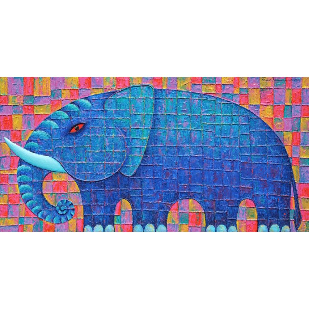 Blue Elephant Canvas Painting Synthetic Frame-Paintings MDF Framing-AFF_FR-IC 5001005 IC 5001005, Abstract Expressionism, Abstracts, Animals, Art and Paintings, Asian, Nature, Paintings, Scenic, Semi Abstract, Wildlife, blue, elephant, canvas, painting, synthetic, frame, acrylic, animal, art, asia, beautyful, big, body, colourful, original, power, red, eye, semi, abstract, strong, texture, artzfolio, wall decor for living room, wall frames for living room, frames for living room, wall art, canvas painting, 