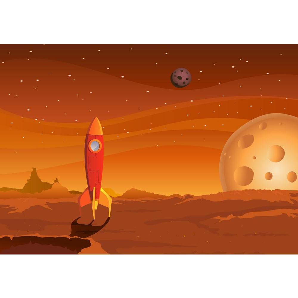 Cartoon Spaceship Landing On Martian Red Desert Canvas Painting Synthetic Frame-Paintings MDF Framing-AFF_FR-IC 5001008 IC 5001008, Animated Cartoons, Astronomy, Automobiles, Caricature, Cartoons, Cinema, Cosmology, Fantasy, Illustrations, Landscapes, Mountains, Movies, Scenic, Science Fiction, Space, Stars, Television, Transportation, Travel, TV Series, Vehicles, cartoon, spaceship, landing, on, martian, red, desert, canvas, painting, synthetic, frame, mars, asteroid, adventure, alien, cosmos, exploration,
