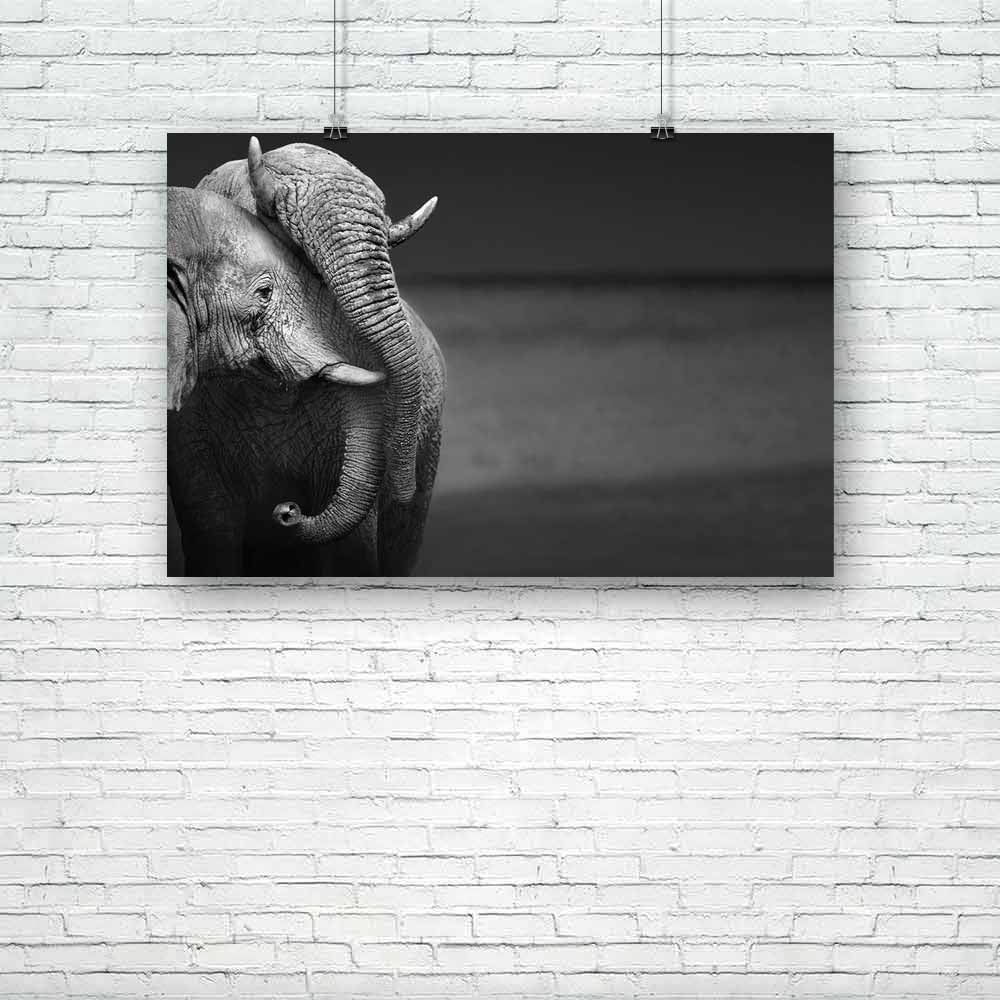 Elephants Interacting Unframed Paper Poster-Paper Posters Unframed-POS_UN-IC 5001015 IC 5001015, African, Animals, Art and Paintings, Black, Black and White, White, Wildlife, elephants, interacting, unframed, paper, poster, affection, africa, animal, art, artistic, behavior, communicate, compassion, desert, elephant, head, interaction, loxodonta, mammal, monochrome, nobody, safari, together, togetherness, touch, trunk, two, wild, wilderness, artzfolio, posters, wall posters, posters for room, posters for ro