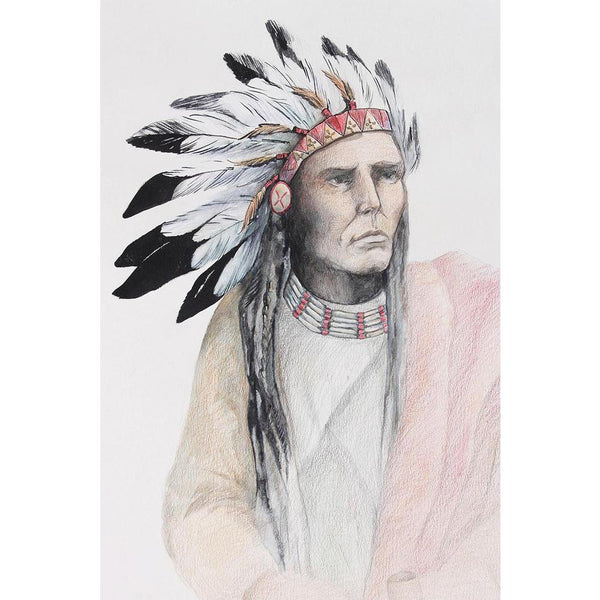 American Indian With Feathers Unframed Paper Poster-Paper Posters Unframed-POS_UN-IC 5001022 IC 5001022, American, Ancient, Art and Paintings, Black, Black and White, Culture, Drawing, Ethnic, Historical, Illustrations, Indian, Individuals, Medieval, Paintings, People, Portraits, Traditional, Tribal, Vintage, White, World Culture, with, feathers, unframed, paper, wall, poster, native, adornment, art, artistic, chief, chieftain, close, closeup, color, costume, creative, creativity, decor, decoration, draw, d