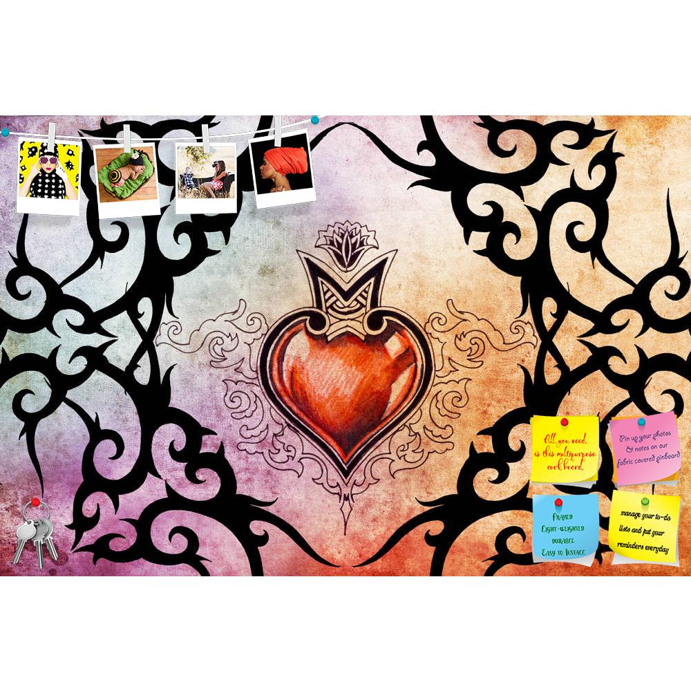 ArtzFolio Tattoo Art Tribal With Red Heart Printed Bulletin Board Notice Pin Board Soft Board | Frameless-Bulletin Boards Frameless-AZSAO13100761BLB_FL_L-Image Code 5001025 Vishnu Image Folio Pvt Ltd, IC 5001025, ArtzFolio, Bulletin Boards Frameless, Vintage, Fine Art Reprint, tattoo, art, tribal, with, red, heart, printed, bulletin, board, notice, pin, soft, frameless, design, colorful, paper, pin up board, push pin board, extra large cork board, big pin board, notice board, small bulletin board, cork boar