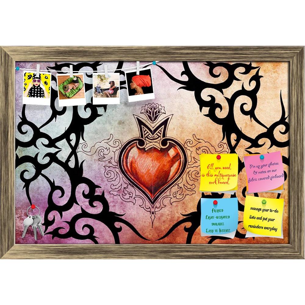 ArtzFolio Tattoo Art Tribal With Red Heart Printed Bulletin Board Notice Pin Board Soft Board | Framed-Bulletin Boards Framed-AZSAO13100761BLB_FR_L-Image Code 5001025 Vishnu Image Folio Pvt Ltd, IC 5001025, ArtzFolio, Bulletin Boards Framed, Vintage, Fine Art Reprint, tattoo, art, tribal, with, red, heart, printed, bulletin, board, notice, pin, soft, framed, design, colorful, paper, pin up board, push pin board, extra large cork board, big pin board, notice board, small bulletin board, cork board, wall noti