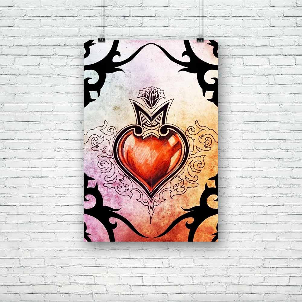 Tattoo Art Tribal With Red Heart Unframed Paper Poster-Paper Posters Unframed-POS_UN-IC 5001025 IC 5001025, Abstract Expressionism, Abstracts, Ancient, Art and Paintings, Black, Black and White, Botanical, Culture, Decorative, Digital, Digital Art, Drawing, Ethnic, Floral, Flowers, Graphic, Hearts, Historical, Illustrations, Love, Medieval, Modern Art, Nature, Patterns, Retro, Scenic, Semi Abstract, Signs, Signs and Symbols, Sketches, Symbols, Traditional, Tribal, Vintage, World Culture, tattoo, art, with, 