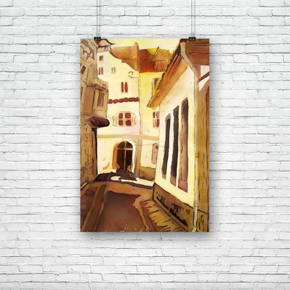 European City Street Abstract Unframed Paper Poster-Paper Posters Unframed-POS_UN-IC 5001028 IC 5001028, Abstract Expressionism, Abstracts, Architecture, Art and Paintings, Cities, City Views, Drawing, Paintings, Semi Abstract, Signs, Signs and Symbols, Watercolour, european, city, street, abstract, unframed, paper, poster, art, artist, batik, beautiful, brown, building, colorful, creative, decor, design, europe, hand, happy, outside, painted, painting, romantic, silk, unique, watercolor, artzfolio, posters