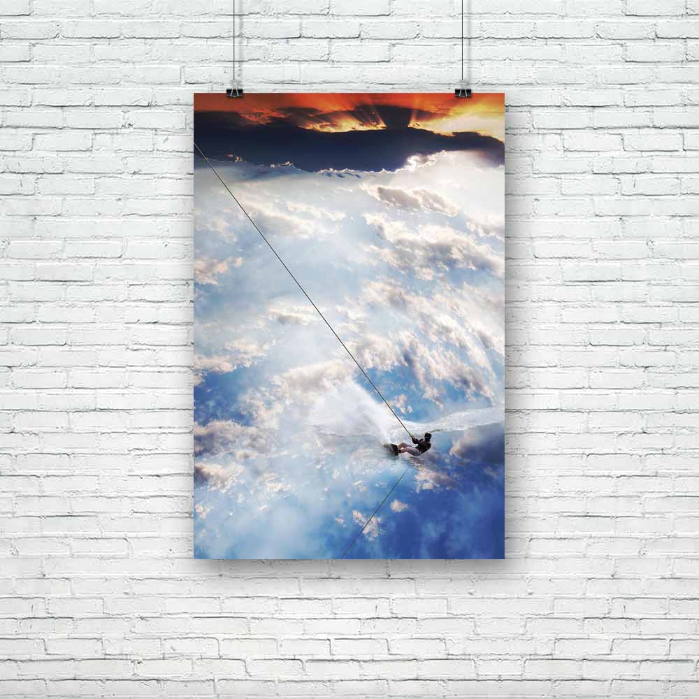 Man Moves On Water Skis In The Sky Unframed Paper Poster-Paper Posters Unframed-POS_UN-IC 5001035 IC 5001035, Black and White, Nature, Scenic, Sports, White, man, moves, on, water, skis, in, the, sky, unframed, paper, poster, action, activity, air, athlete, atmosphere, background, blue, clear, clouds, cloudy, day, daylight, fluffy, freedom, helmet, lake, lifestyles, light, men, nobody, one, outdoor, pulling, rope, scope, skies, skill, speed, sport, spraying, strength, summer, sun, sunlight, towing, waterski