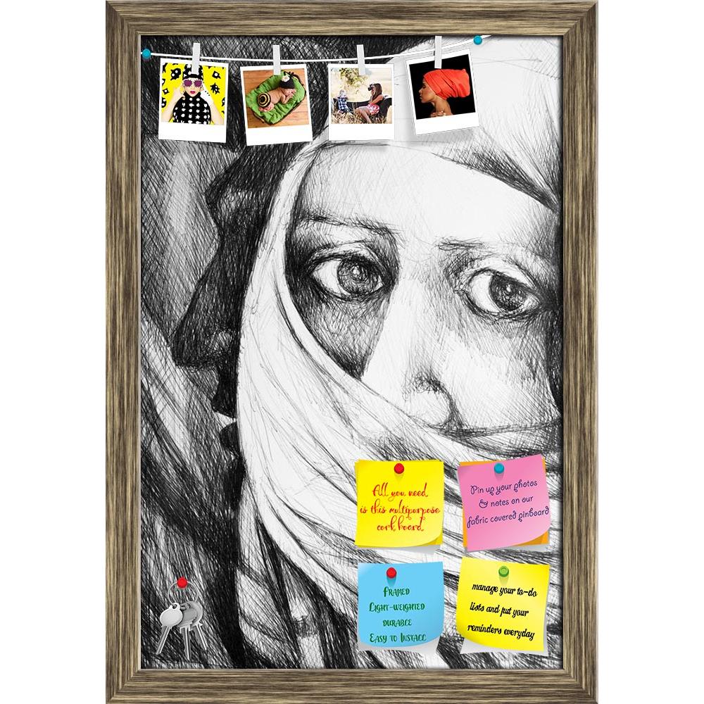 ArtzFolio Face Of A Arab Woman Wearing A Burka Printed Bulletin Board Notice Pin Board Soft Board | Framed-Bulletin Boards Framed-AZSAO13127738BLB_FR_L-Image Code 5001038 Vishnu Image Folio Pvt Ltd, IC 5001038, ArtzFolio, Bulletin Boards Framed, Surrealism, Fine Art Reprint, face, of, a, arab, woman, wearing, burka, printed, bulletin, board, notice, pin, soft, framed, drawing, representing, pin up board, push pin board, extra large cork board, big pin board, notice board, small bulletin board, cork board, w