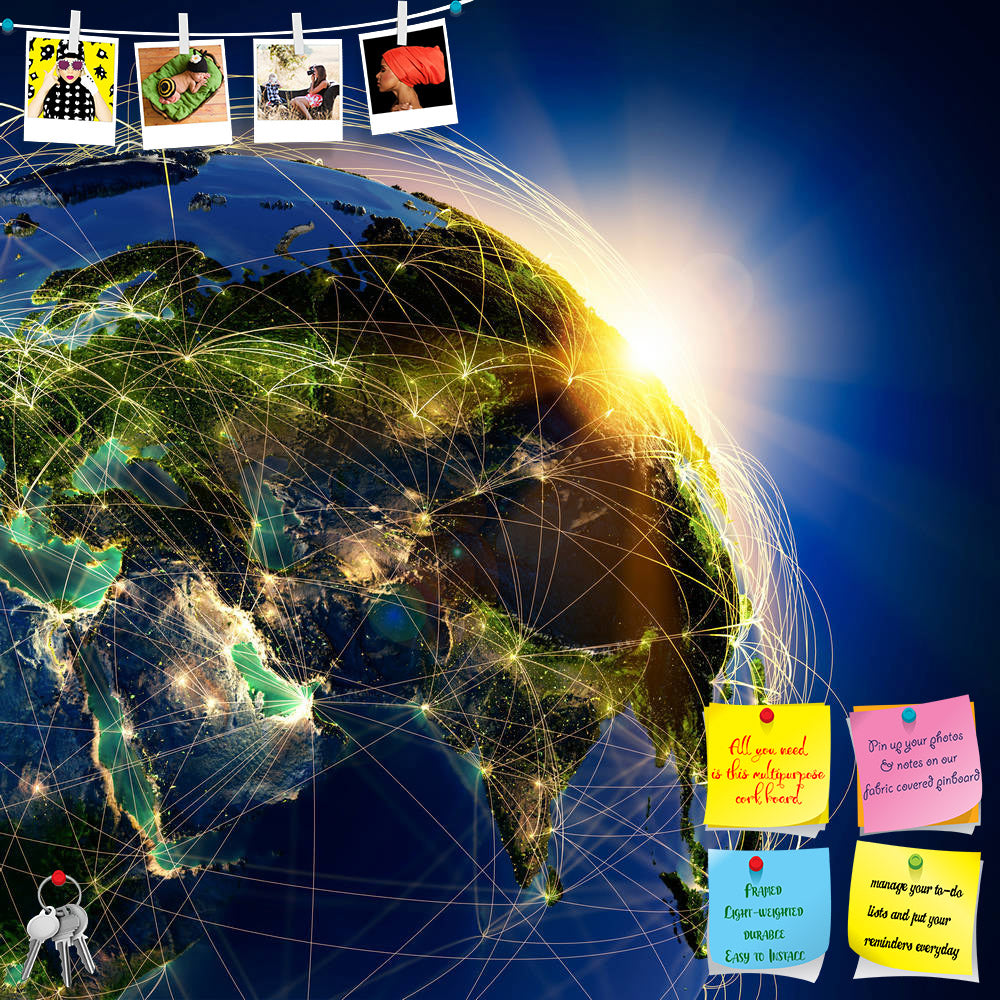 ArtzFolio Highly Detailed Planet Earth At Night Printed Bulletin Board Notice Pin Board Soft Board | Frameless-Bulletin Boards Frameless-AZSAO13284940BLB_FL_L-Image Code 5001075 Vishnu Image Folio Pvt Ltd, IC 5001075, ArtzFolio, Bulletin Boards Frameless, Conceptual, Places, Digital Art, highly, detailed, planet, earth, at, night, printed, bulletin, board, notice, pin, soft, frameless, lit, by, rising, sun, embossed, continents, illuminated, light, cities, translucent, reflective, ocean, surrounded, luminou