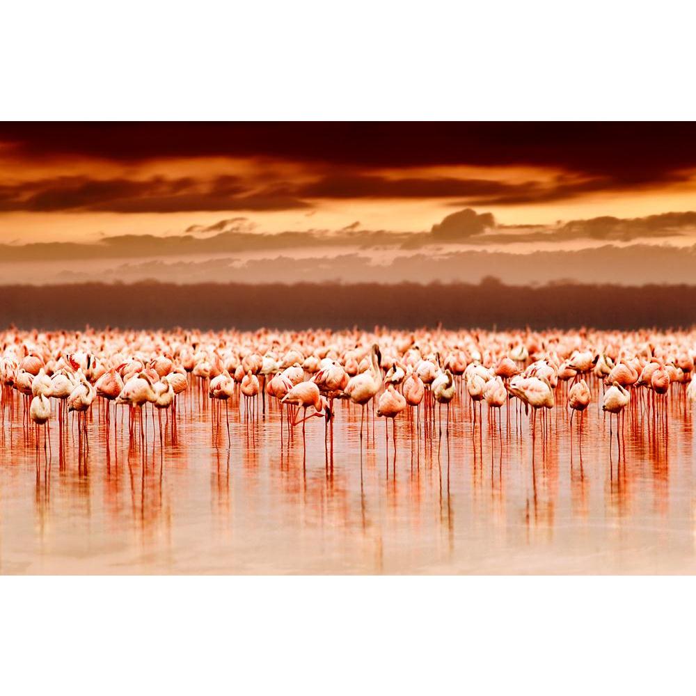 African Flamingos In The Lake Canvas Painting Synthetic Frame - Paintings MDF Framing - ArtzFolio.com