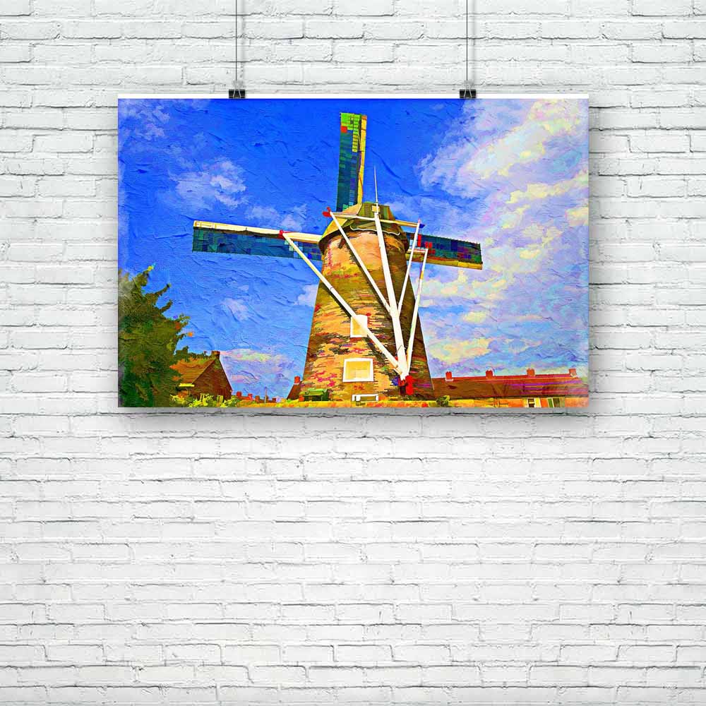 Traditional Dutch Windmill Unframed Paper Poster-Paper Posters Unframed-POS_UN-IC 5001111 IC 5001111, Architecture, Art and Paintings, Culture, Ethnic, Illustrations, Landscapes, Nature, Paintings, Retro, Rural, Scenic, Traditional, Tribal, World Culture, dutch, windmill, unframed, paper, poster, oil, painting, agriculture, art, blade, blue, building, cloud, color, construction, environment, europe, holland, horizontal, illustration, indigenous, landscape, mill, netherlands, nobody, old, outdoors, rustic, s