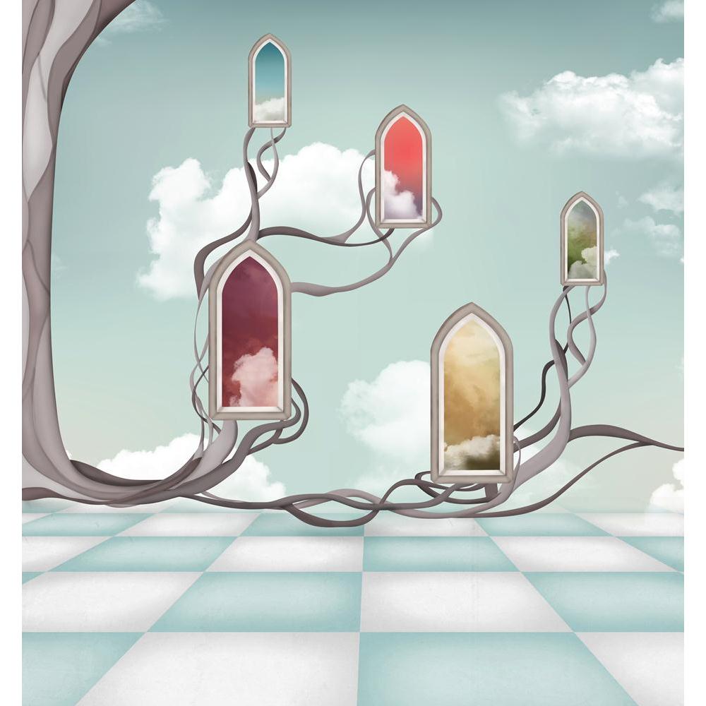 Surreal Artwork Canvas Painting Synthetic Frame-Paintings MDF Framing-AFF_FR-IC 5001114 IC 5001114, Digital, Digital Art, Fantasy, Graphic, Illustrations, Nature, Realism, Scenic, Signs, Signs and Symbols, Surrealism, surreal, artwork, canvas, painting, synthetic, frame, mirrors, azure, backdrop, background, beautiful, blue, building, castle, clouds, cold, dali, day, design, enchanted, evening, fabulous, fairy, tale, floor, glass, illustration, indoor, magic, original, outdoor, paint, palace, pathway, princ