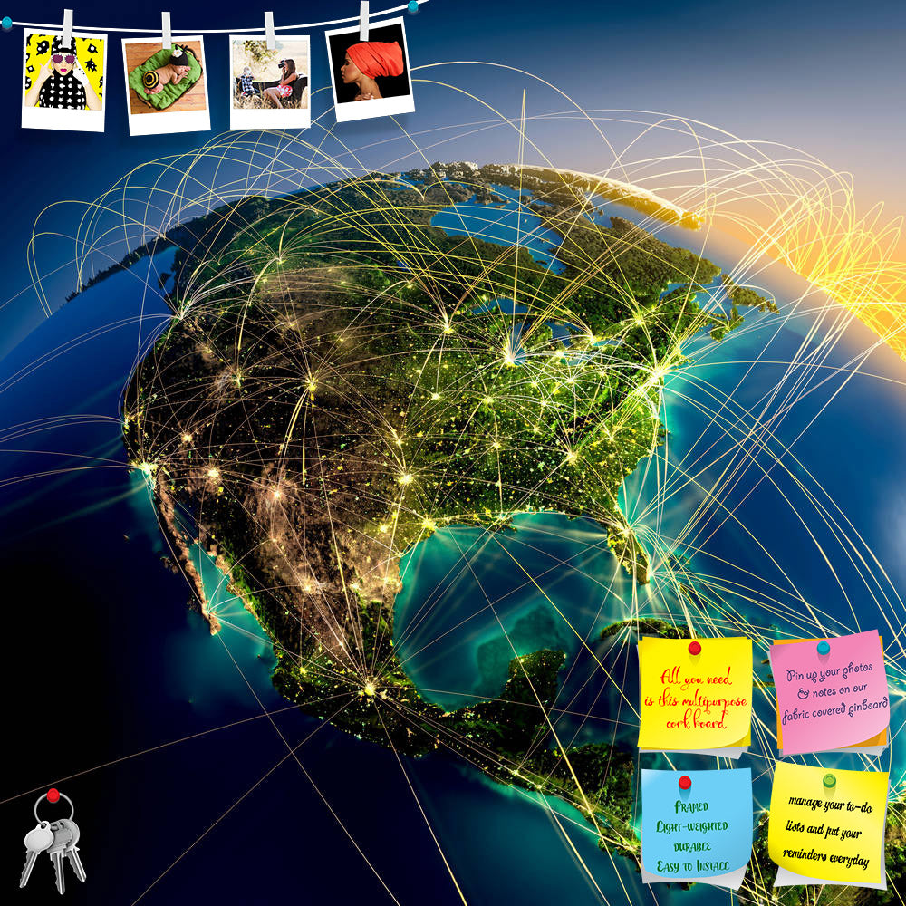 ArtzFolio Highly Detailed Planet Earth D2 Printed Bulletin Board Notice Pin Board Soft Board | Frameless-Bulletin Boards Frameless-AZSAO13654267BLB_FL_L-Image Code 5001136 Vishnu Image Folio Pvt Ltd, IC 5001136, ArtzFolio, Bulletin Boards Frameless, Conceptual, Places, Digital Art, highly, detailed, planet, earth, d2, printed, bulletin, board, notice, pin, soft, frameless, night, embossed, continents, illuminated, by, light, cities, translucent, reflective, ocean, surrounded, luminous, network, representing