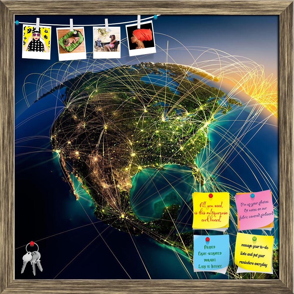 ArtzFolio Highly Detailed Planet Earth D2 Printed Bulletin Board Notice Pin Board Soft Board | Framed-Bulletin Boards Framed-AZSAO13654267BLB_FR_L-Image Code 5001136 Vishnu Image Folio Pvt Ltd, IC 5001136, ArtzFolio, Bulletin Boards Framed, Conceptual, Places, Digital Art, highly, detailed, planet, earth, d2, printed, bulletin, board, notice, pin, soft, framed, night, embossed, continents, illuminated, by, light, cities, translucent, reflective, ocean, surrounded, luminous, network, representing, major, air