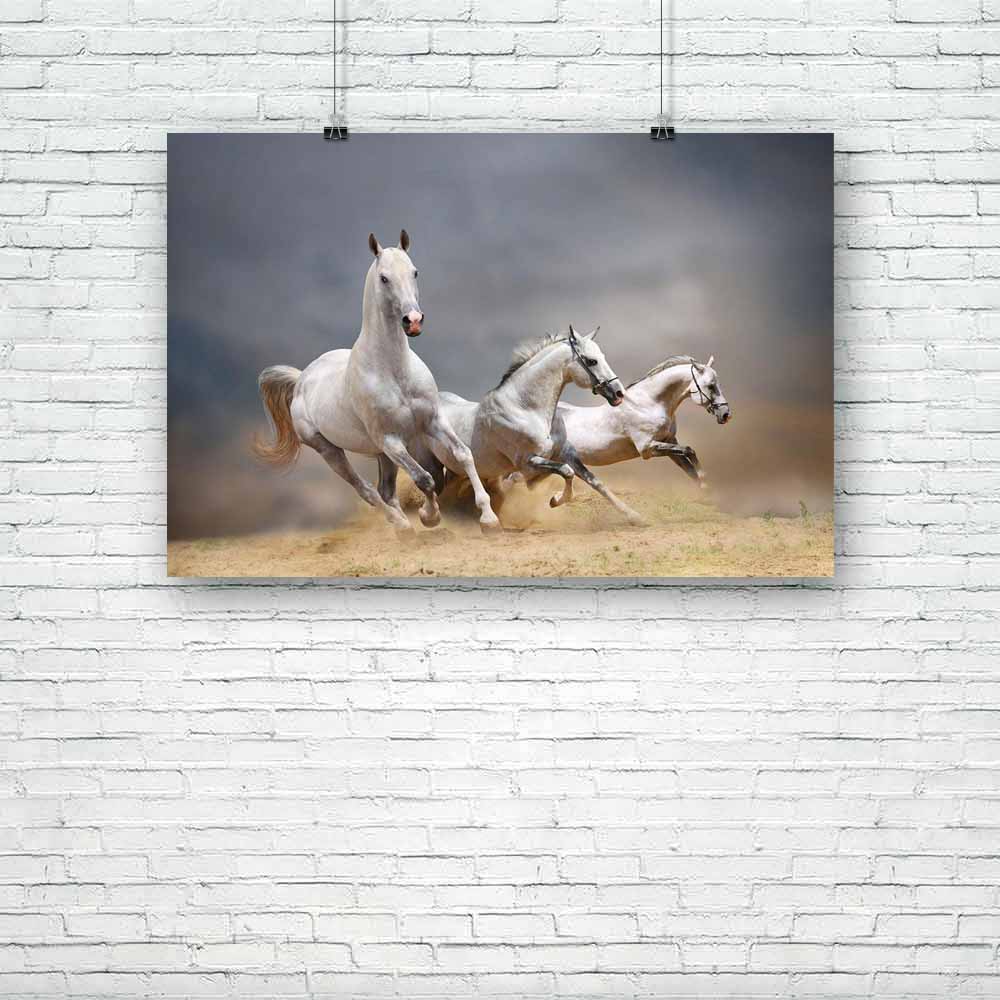 White Horses D4 Unframed Paper Poster-Paper Posters Unframed-POS_UN-IC 5001143 IC 5001143, Art and Paintings, Black, Black and White, Nature, Scenic, White, horses, d4, unframed, paper, poster, beast, blue, cloud, cloudy, dust, emotions, equestrian, equine, farm, fast, fastest, fight, force, forward, free, freedom, gallop, gray, grey, ground, herd, hoofed, horse, isolated, jump, light, male, mammal, mane, motion, moving, power, ranch, run, runner, sand, silver, sky, speed, stallion, start, strong, success, 