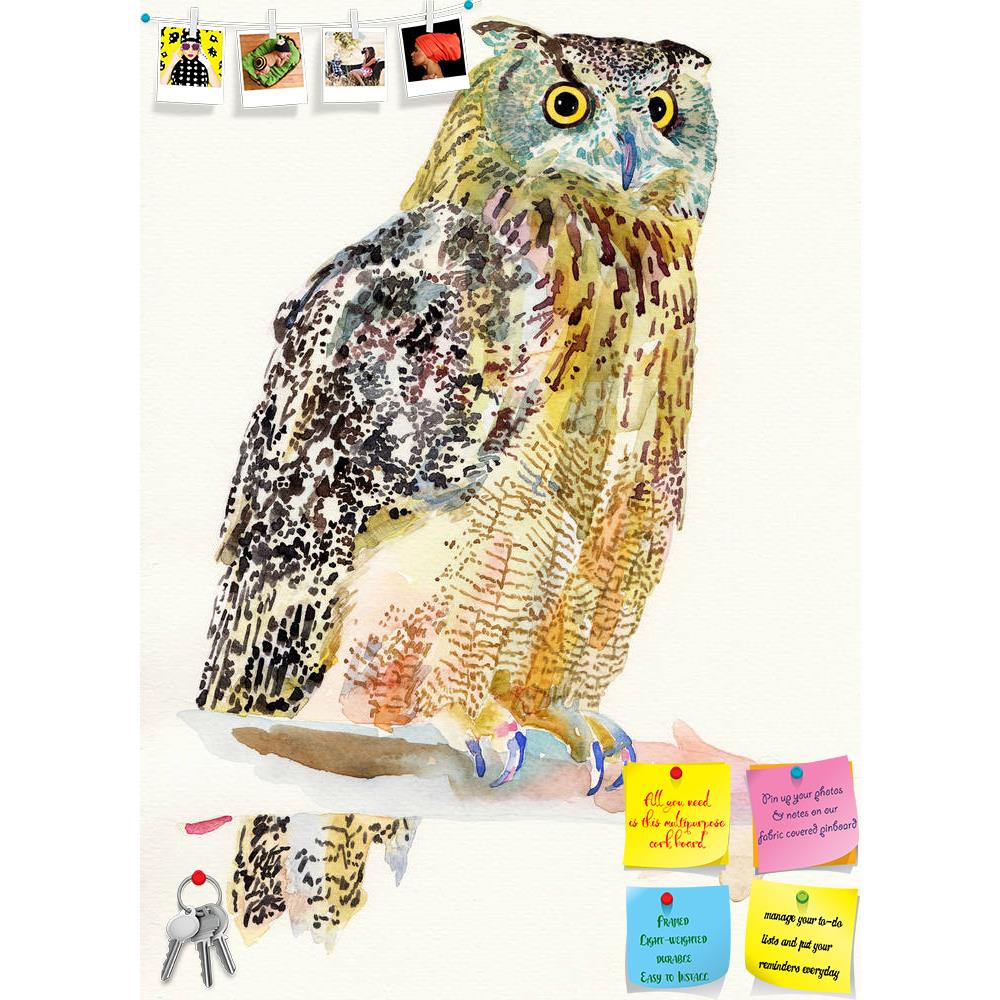 ArtzFolio Owl on a Branch Printed Bulletin Board Notice Pin Board Soft Board | Frameless-Bulletin Boards Frameless-AZSAO13756712BLB_FL_L-Image Code 5001148 Vishnu Image Folio Pvt Ltd, IC 5001148, ArtzFolio, Bulletin Boards Frameless, Birds, Fine Art Reprint, owl, on, a, branch, printed, bulletin, board, notice, pin, soft, frameless, original, watercolor, painting, bird, bubo, virginianus, subarcticus, author, this, illustration, pin up board, push pin board, extra large cork board, big pin board, notice boa