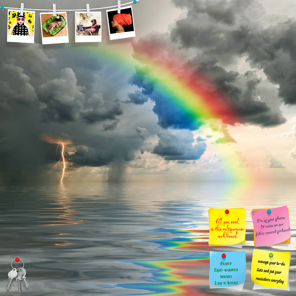 ArtzFolio Colorful Rainbow Over Ocean Printed Bulletin Board Notice Pin Board Soft Board | Frameless-Bulletin Boards Frameless-AZSAO13826461BLB_FL_L-Image Code 5001163 Vishnu Image Folio Pvt Ltd, IC 5001163, ArtzFolio, Bulletin Boards Frameless, Landscapes, Photography, colorful, rainbow, over, ocean, printed, bulletin, board, notice, pin, soft, frameless, thunderstorm, rain, lightning, background, bay, beautiful, beauty, blue, bright, cloud, color, dusk, evening, green, golden, horizon, landscape, light, m