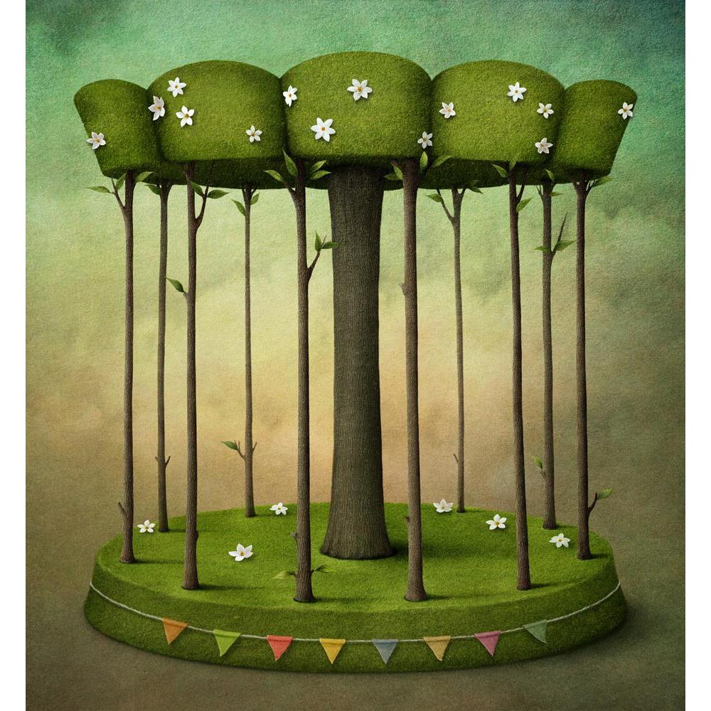 Green Carousel Of Trees Flowers & Leaves Canvas Painting Synthetic Frame-Paintings MDF Framing-AFF_FR-IC 5001191 IC 5001191, Botanical, Digital, Digital Art, Drawing, Fantasy, Flags, Floral, Flowers, Graphic, Illustrations, Landscapes, Nature, Scenic, Seasons, Signs, Signs and Symbols, Sports, Symbols, green, carousel, of, trees, leaves, canvas, painting, synthetic, frame, attraction, beautiful, bloom, blossom, bright, childhood, cloud, concept, crown, design, ecology, environment, flag, flower, form, game,