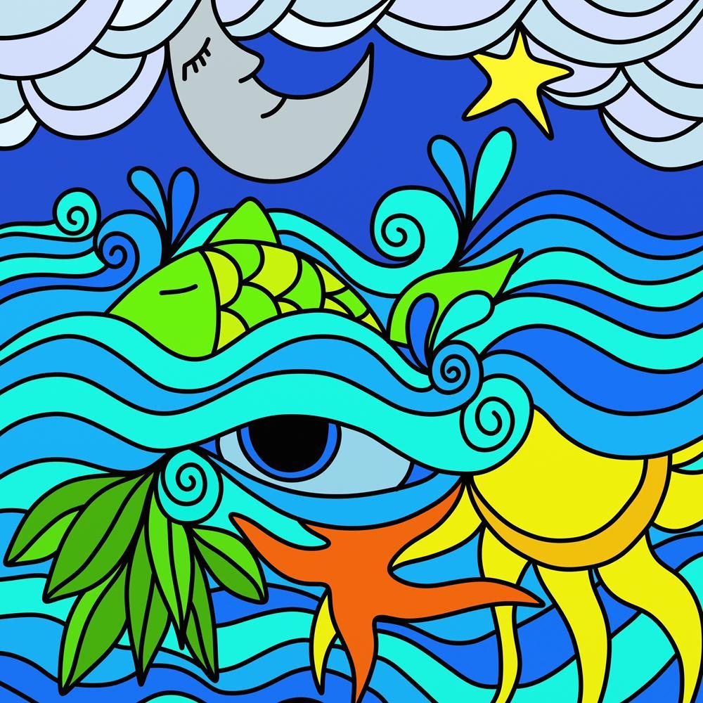 Abstract Background With The Sea At Night Canvas Painting Synthetic Frame - Paintings MDF Framing - ArtzFolio.com