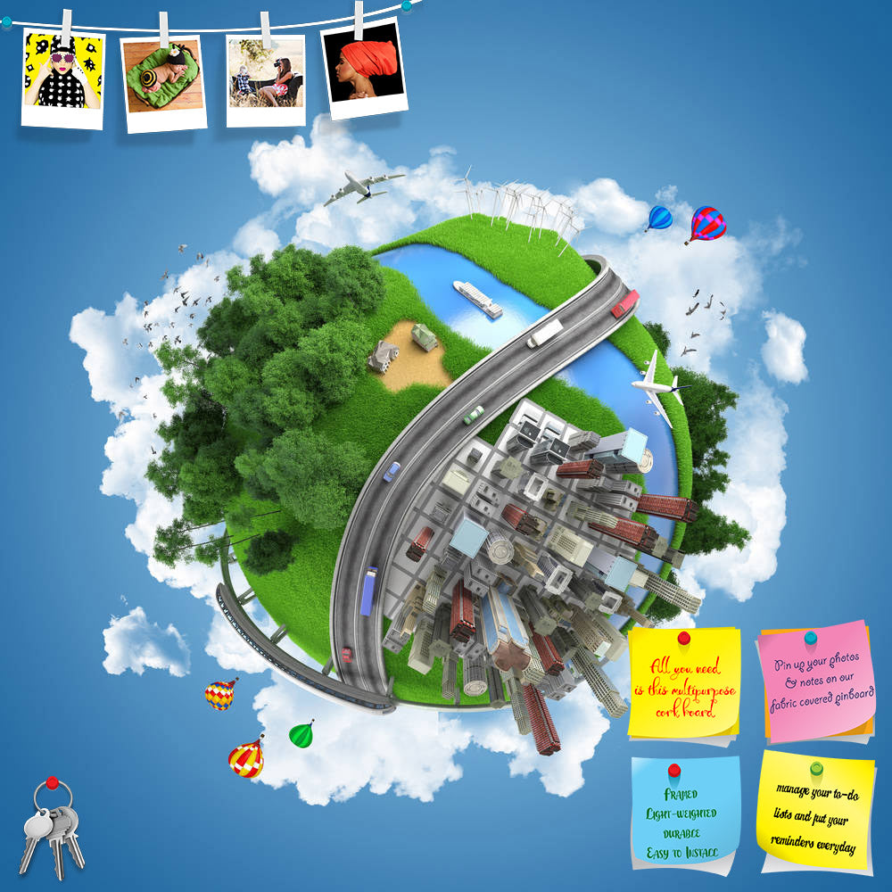 ArtzFolio Globe Concept Art Printed Bulletin Board Notice Pin Board Soft Board | Frameless-Bulletin Boards Frameless-AZSAO14182000BLB_FL_L-Image Code 5001236 Vishnu Image Folio Pvt Ltd, IC 5001236, ArtzFolio, Bulletin Boards Frameless, Conceptual, Places, Digital Art, globe, concept, art, printed, bulletin, board, notice, pin, soft, frameless, showing, various, modes, transport, life, styles, world, city, planet, forest, bus, car, road, river, plane, boat, ship, building, tree, grass, green, blue, train, co