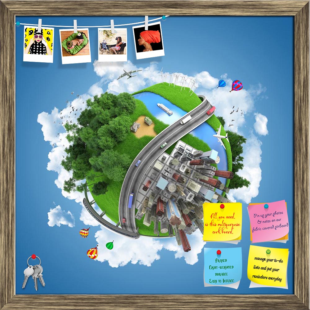 ArtzFolio Globe Concept Art Printed Bulletin Board Notice Pin Board Soft Board | Framed-Bulletin Boards Framed-AZSAO14182000BLB_FR_L-Image Code 5001236 Vishnu Image Folio Pvt Ltd, IC 5001236, ArtzFolio, Bulletin Boards Framed, Conceptual, Places, Digital Art, globe, concept, art, printed, bulletin, board, notice, pin, soft, framed, showing, various, modes, transport, life, styles, world, city, planet, forest, bus, car, road, river, plane, boat, ship, building, tree, grass, green, blue, train, communications