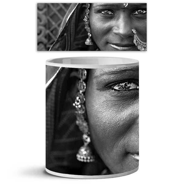 Portrait Of A India Rajasthani Woman Ceramic Coffee Tea Mug Inside White-Coffee Mugs-MUG-IC 5001238 IC 5001238, Adult, Asian, Automobiles, Black, Black and White, Cities, City Views, Culture, Ethnic, Fashion, Hinduism, Indian, Individuals, People, Portraits, Rural, Traditional, Transportation, Travel, Tribal, Vehicles, White, World Culture, portrait, of, a, india, rajasthani, woman, ceramic, coffee, tea, mug, inside, asia, beautiful, bindi, bride, close, closeup, clothing, color, cultural, ethnicity, expres